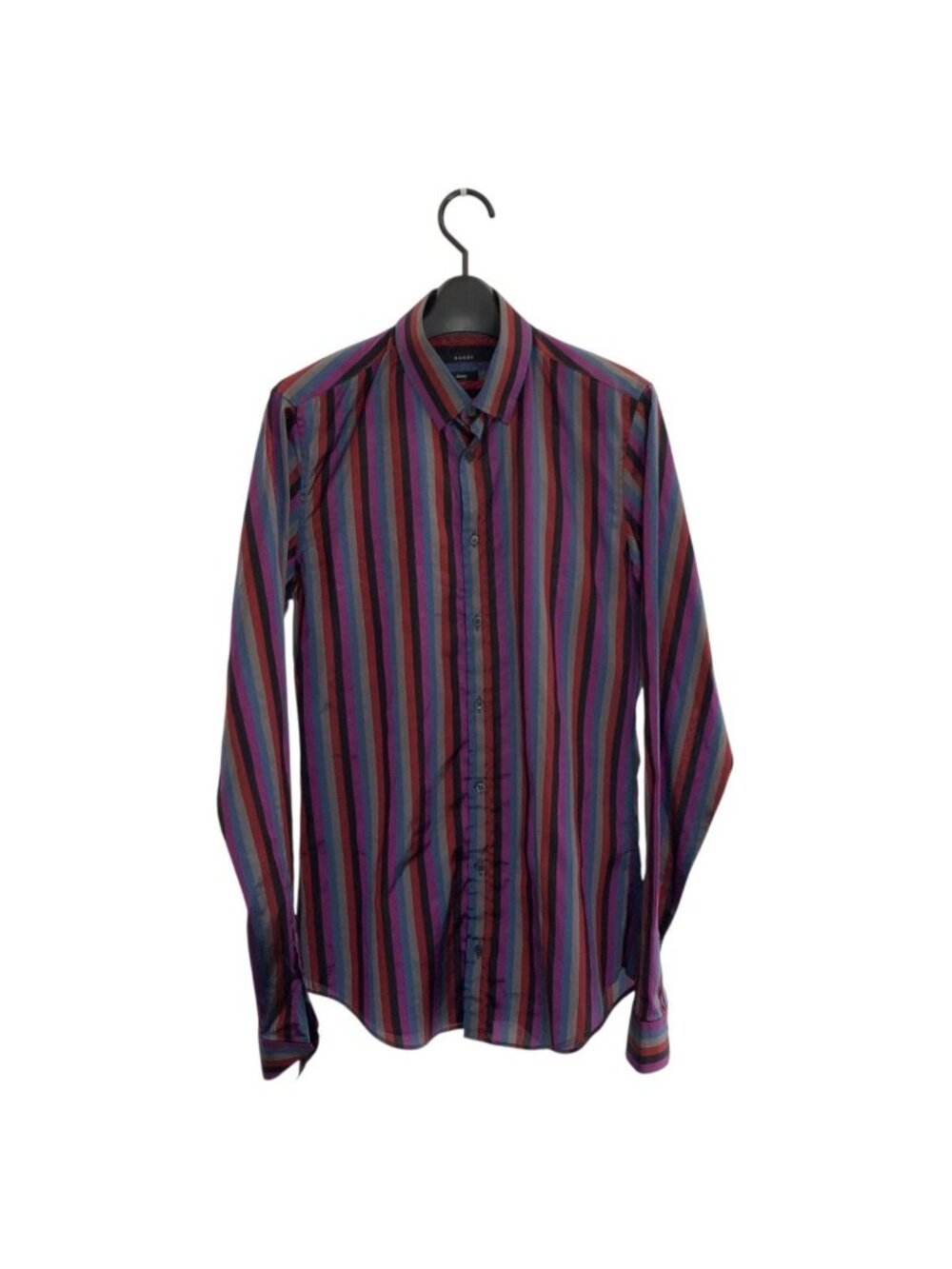 Gucci 38 Multicolor Silk Long Sleeve Shirt Striped
